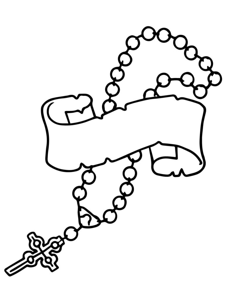 Rosary With Banner Coloring Page