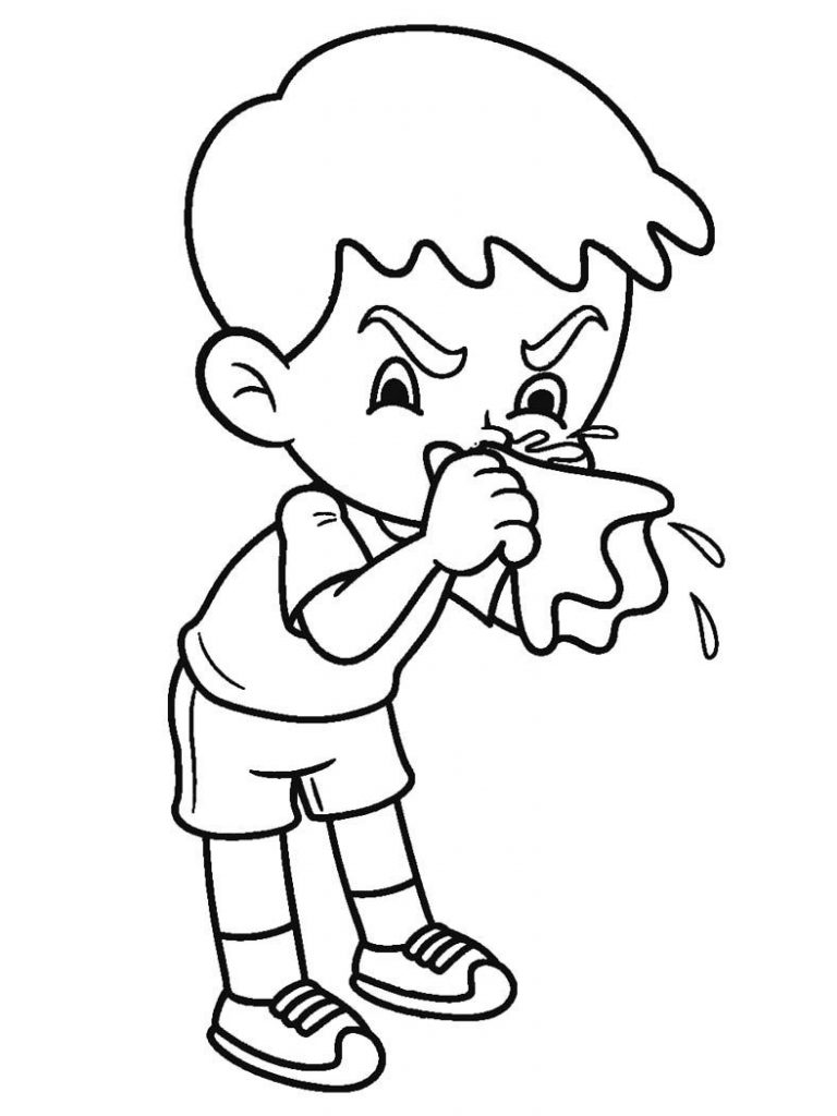 Cover Sneeze Germs Coloring Page