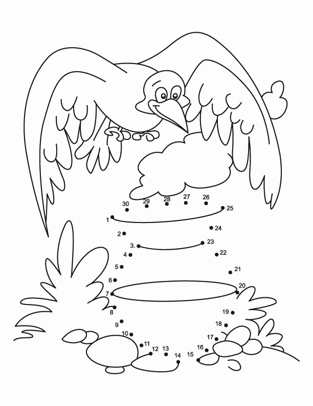 Crow Connect The Dots And Coloring Sheet
