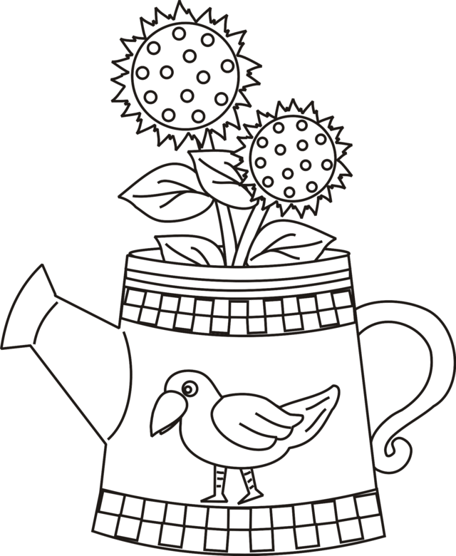 Crow Watering Can Coloring Page