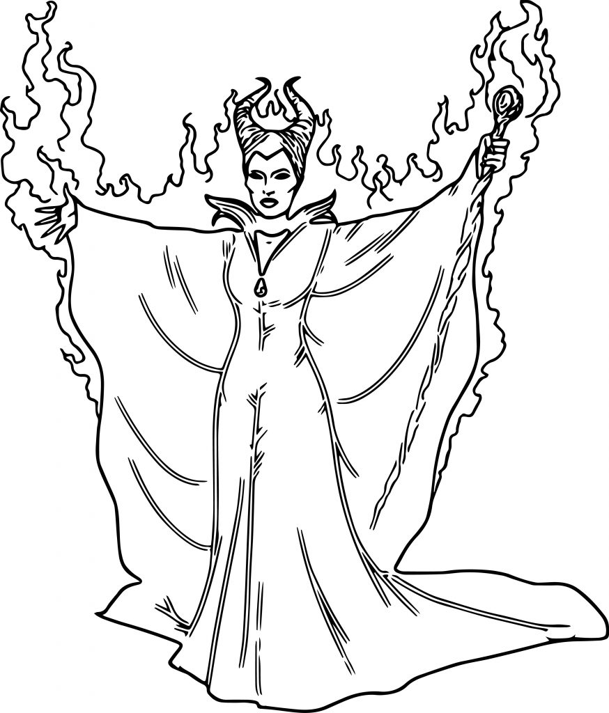Fiery Maleficent Coloring Pages