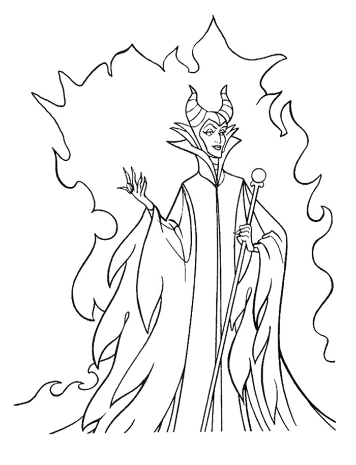 Fiery Maleficent Coloring Pages