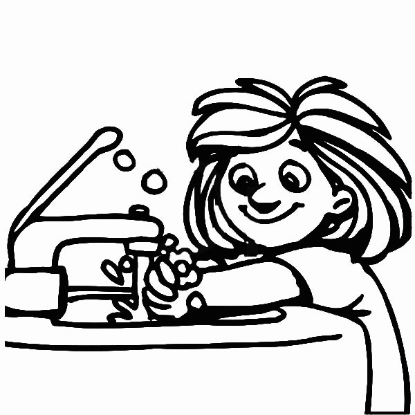 Girl Washing Hands Coloring Pages