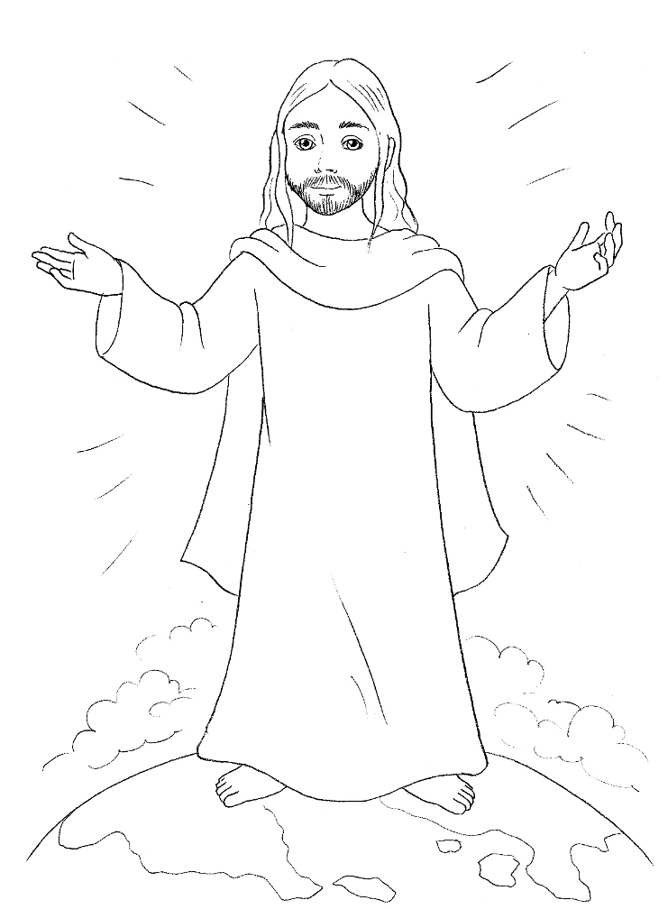 Jesus Rises Above The World Coloring Page