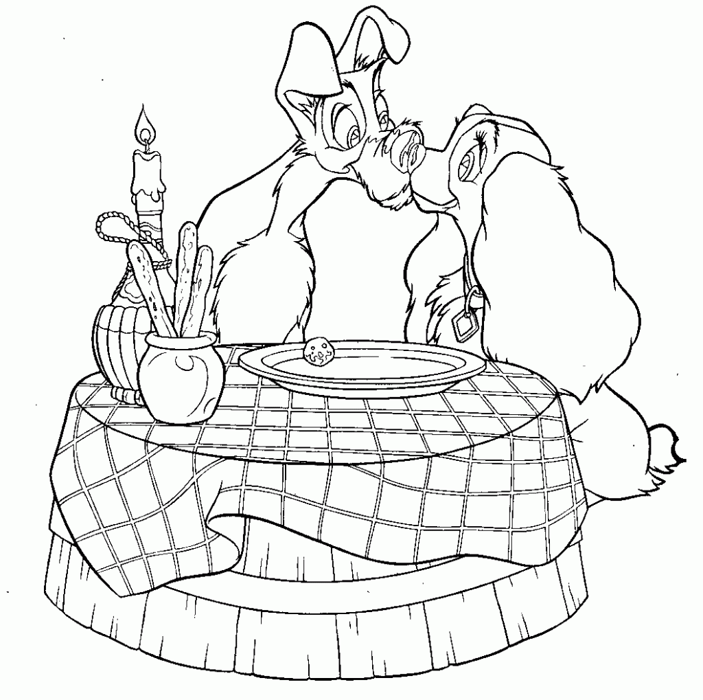 Lady And The Tramp Dinner Coloring Page