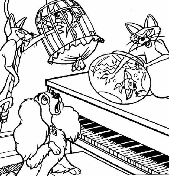 Lady And The Tramp Movie Coloring Page
