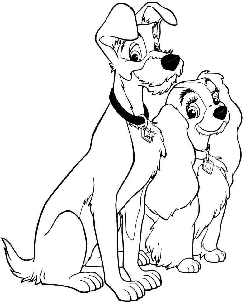 Lady And The Tramp Printable Coloring Page