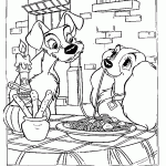 Lady And The Tramp Spaghetti Scene Coloring Page
