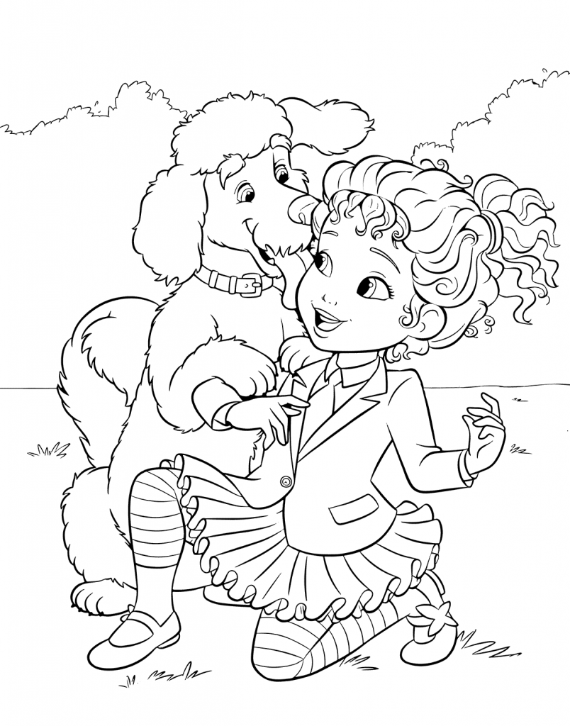 Poodle And Owner Coloring Page