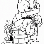 Pooh Washes Eeyore For Good Hygiene Coloring Page
