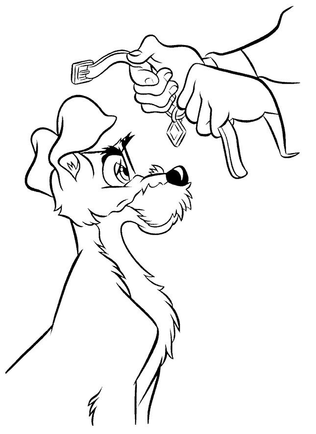 Tramp Gets A Collar Coloring Page
