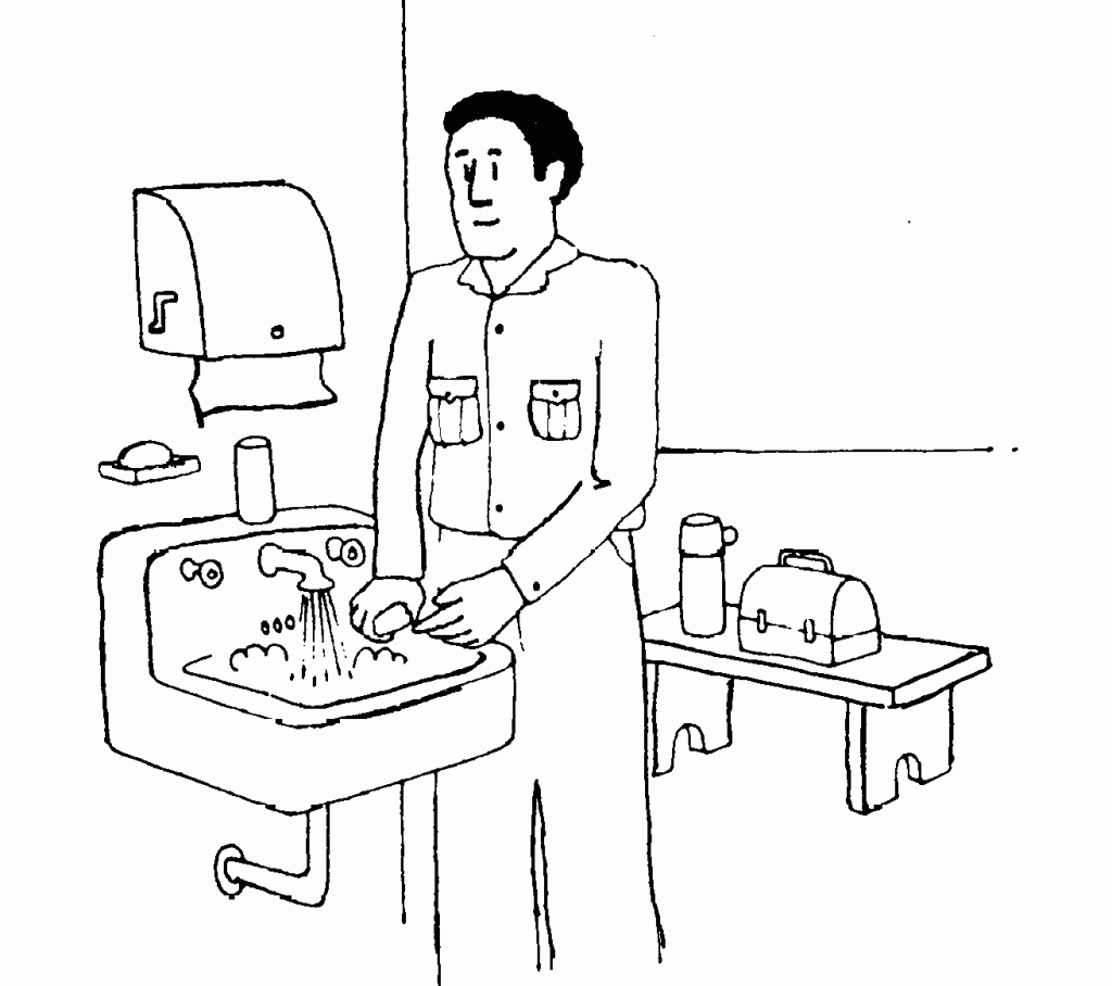 Washing Hands At Work Coloring Page