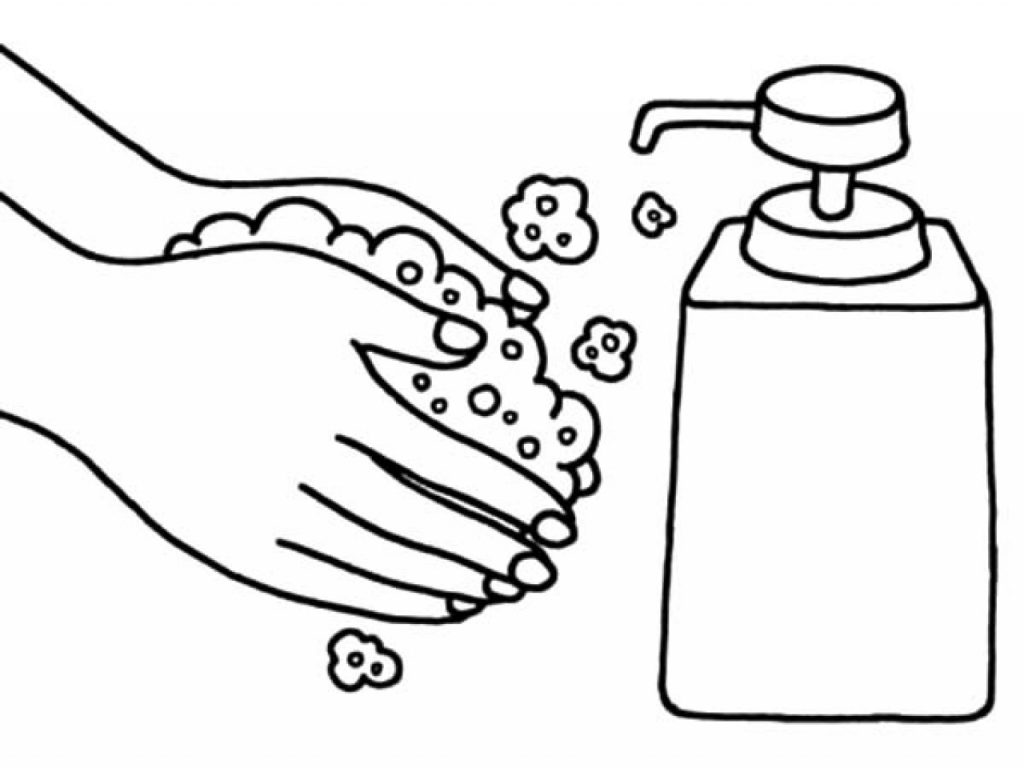 Washing Hands With Soap Coloring Page