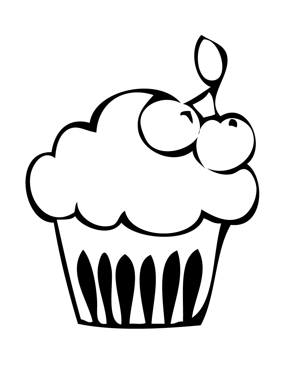 Cherry Cupcake Desert Coloring Page