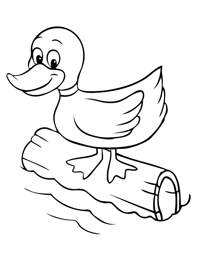 Duck On A Log Coloring Page
