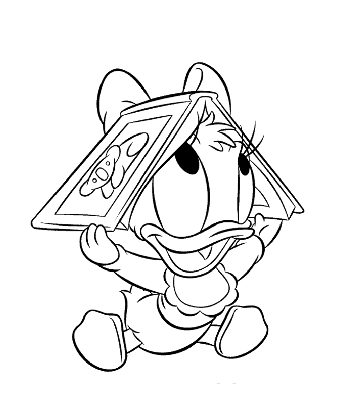 Duckling Reading A Book Coloring Page