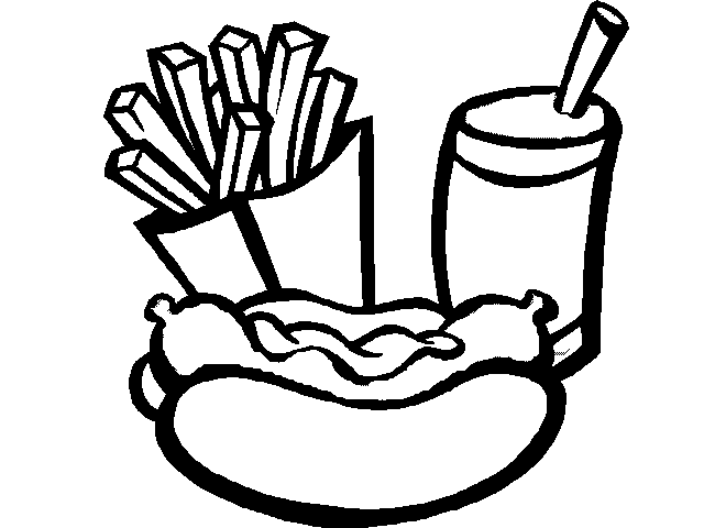 Hot Dog Meal With French Fries Coloring Page