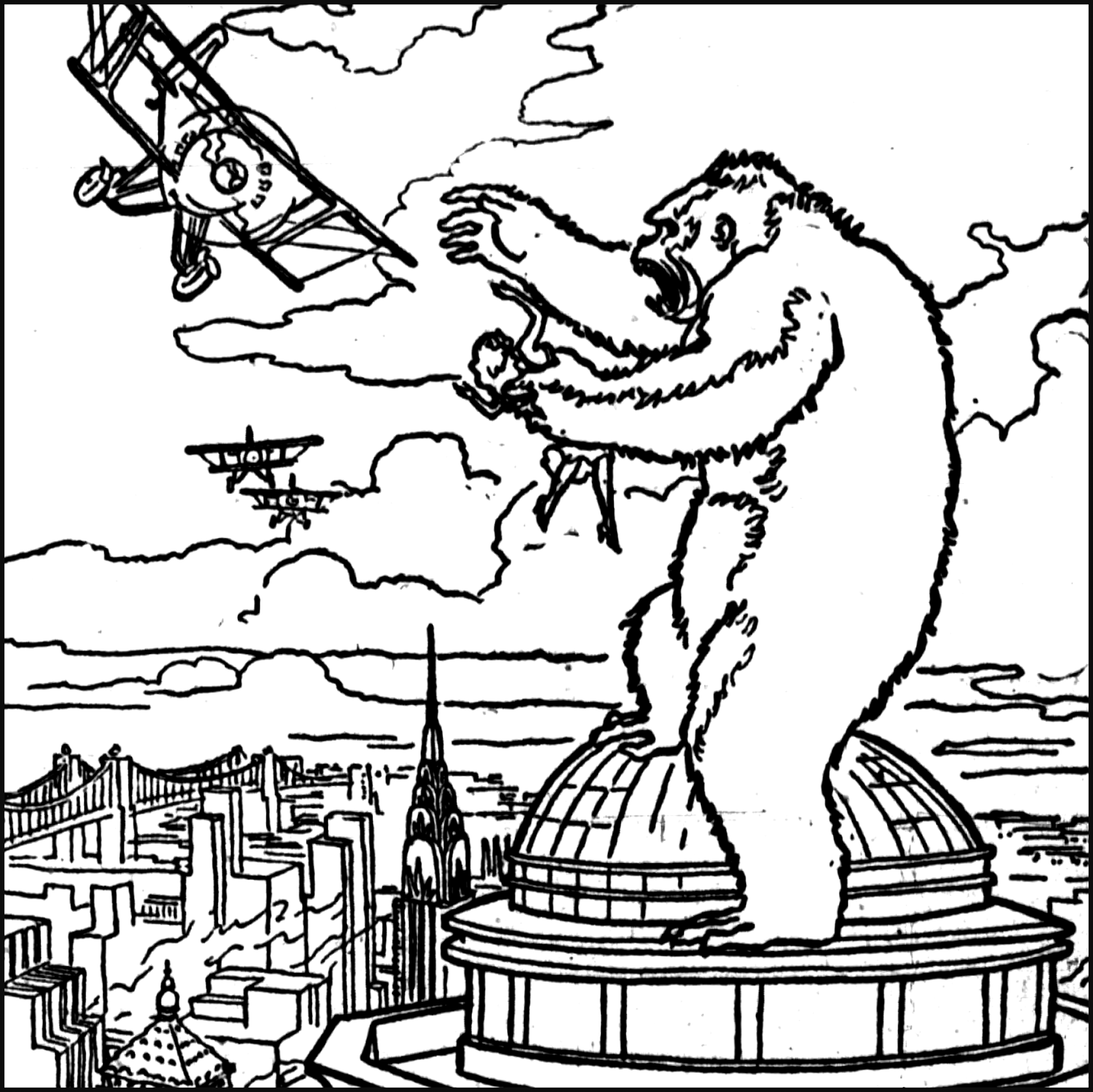 King Kong Empire State Building Scene Coloring Pages