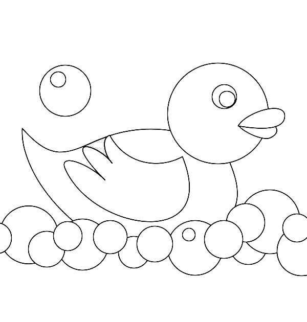 Rubber Duck In Bubbles Coloring Pages