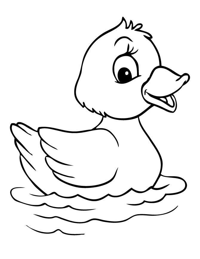 Swimming Duckling Coloring Page