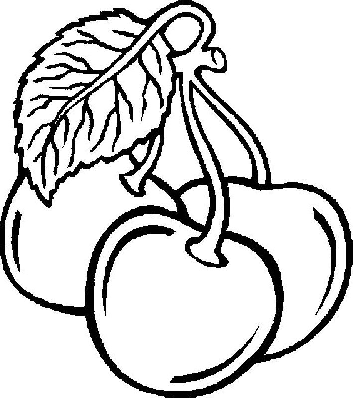 Three Cherries Coloring Page