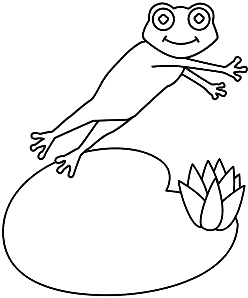 Adorable Frog And Lily Pad Coloring Page