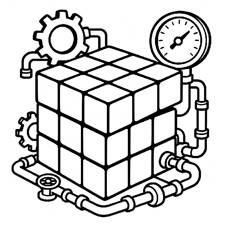 Cyber Punk Rubiks Cube Coloring Page