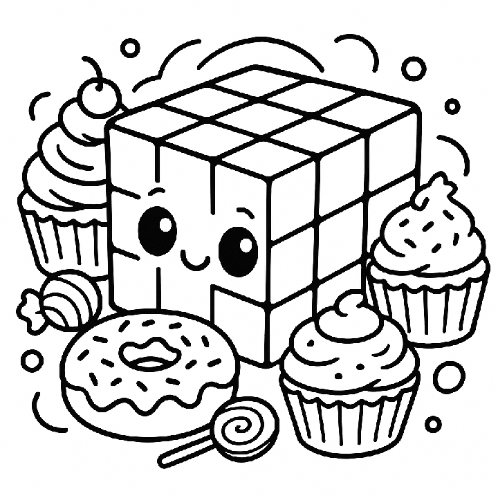Desert Rubiks Cube Coloring Page