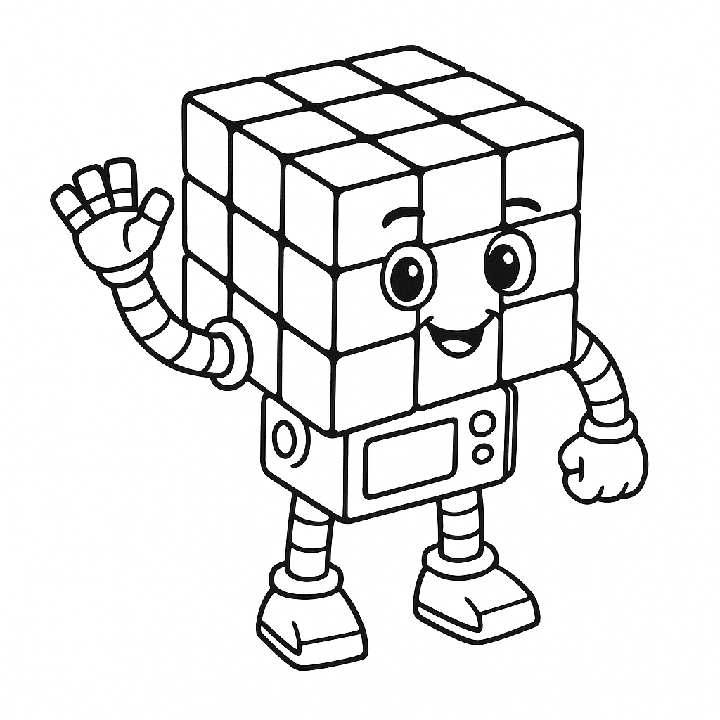 Funny Rubiks Cube Coloring Page