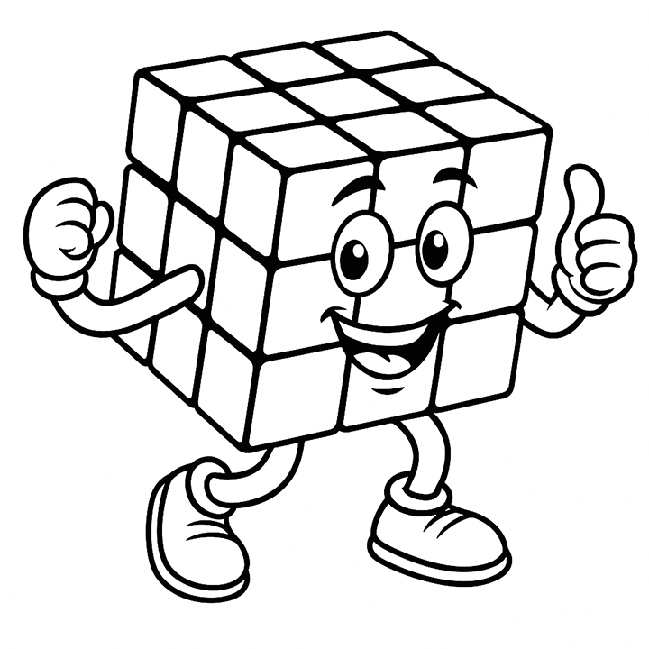 Happy Rubiks Cube Coloring Page