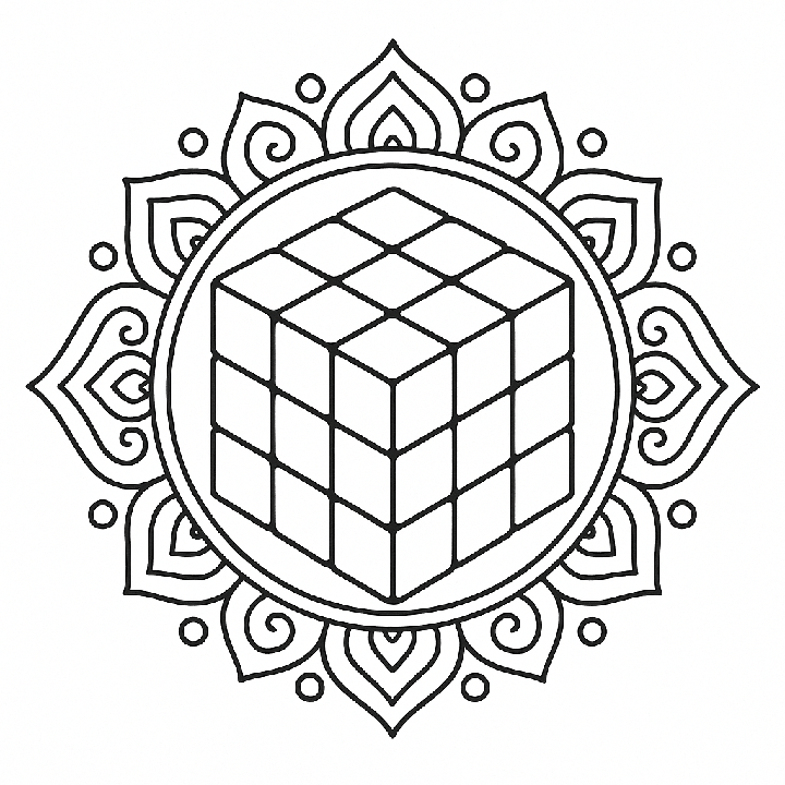Mandala Rubiks Cube Coloring Page