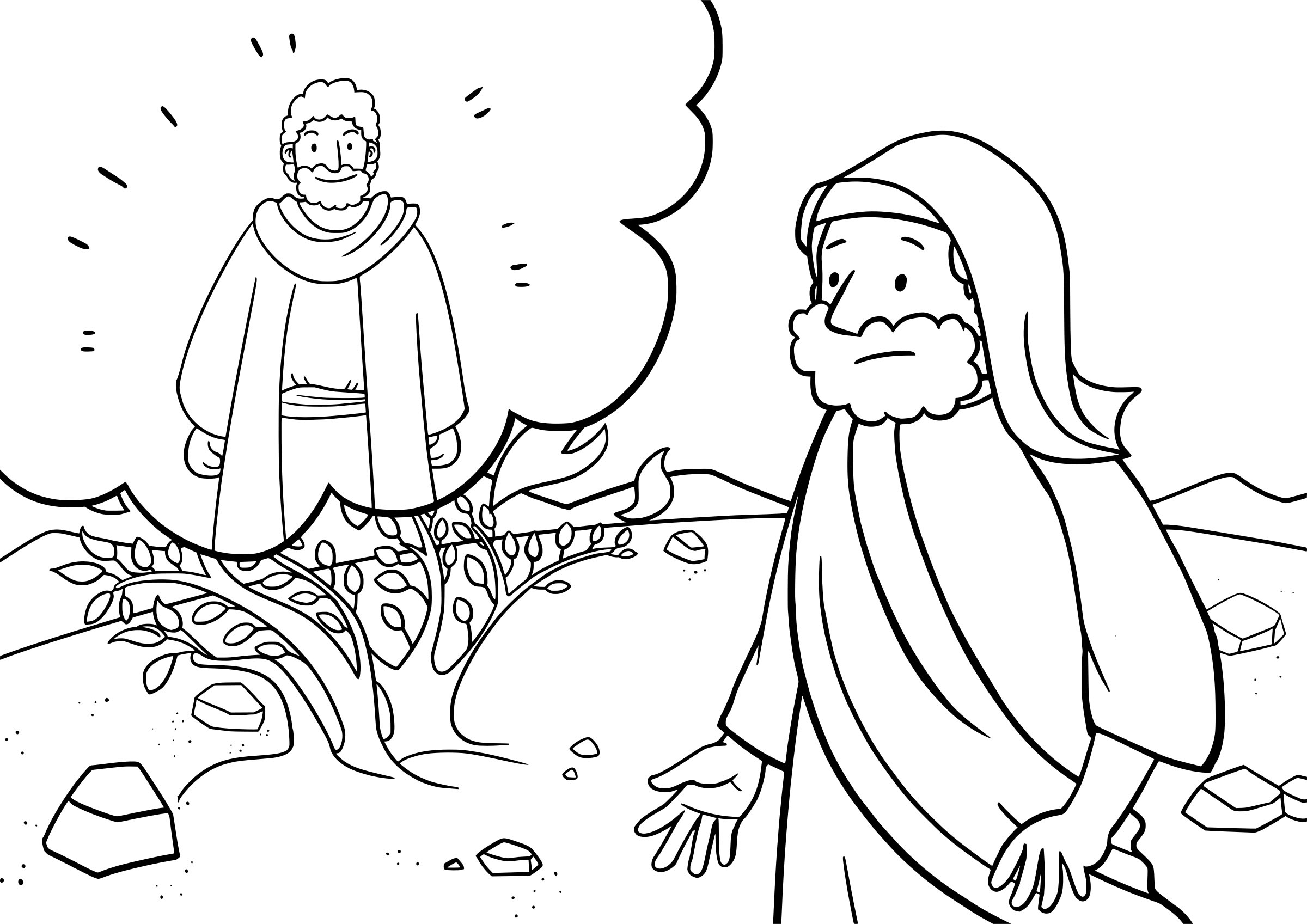 Coloring Page Of Moses And The Burning Bush