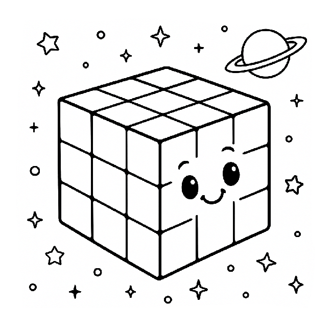 Rubiks Cube Om The Milky Way Coloring Page