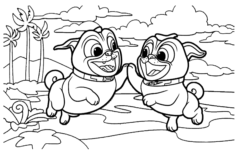 High Five Puppy Dog Pals Coloring Pages