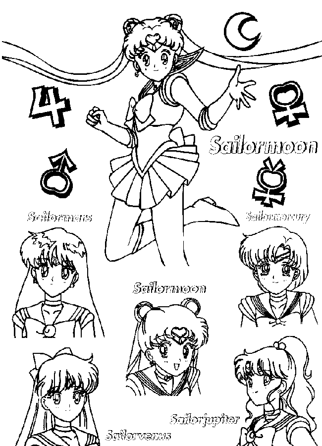 Sailor Moon Characters Coloring Pages