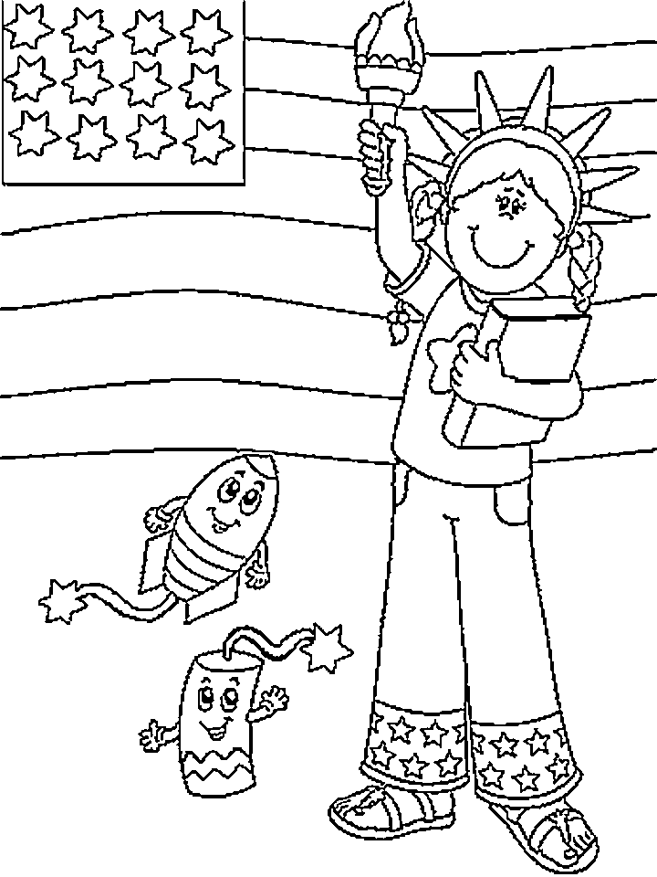 Statue Of Liberty American Coloring Page
