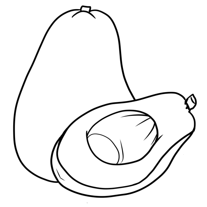 Easy Avocado Coloring Pages