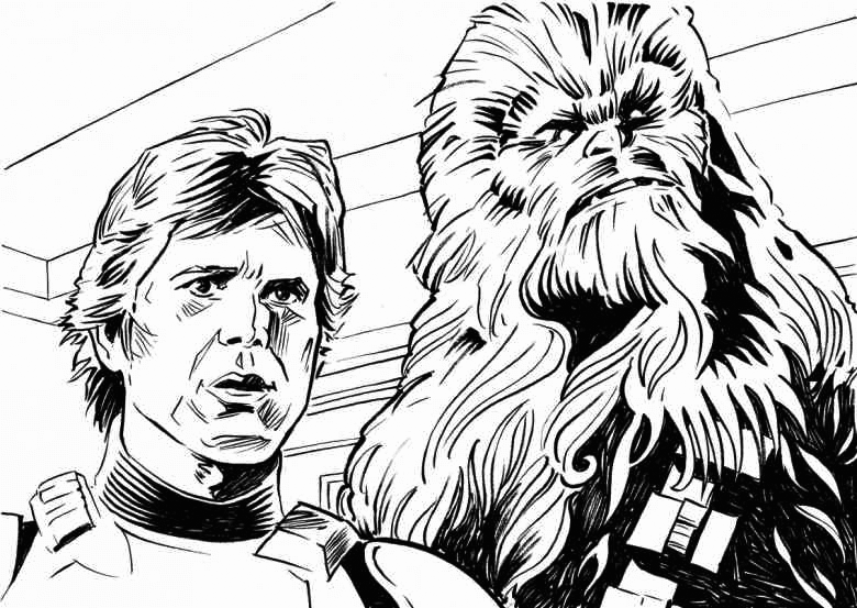 Han Solo And Chewbacca Detailed Coloring Page