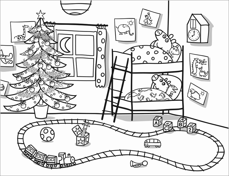Peppa Pigs Room Coloring Pages