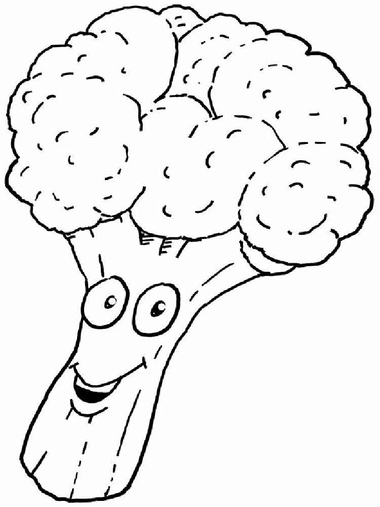 Smiling Broccoli Coloring Page