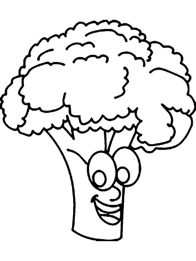 Smiling Stalk Of Broccoli Coloring Page