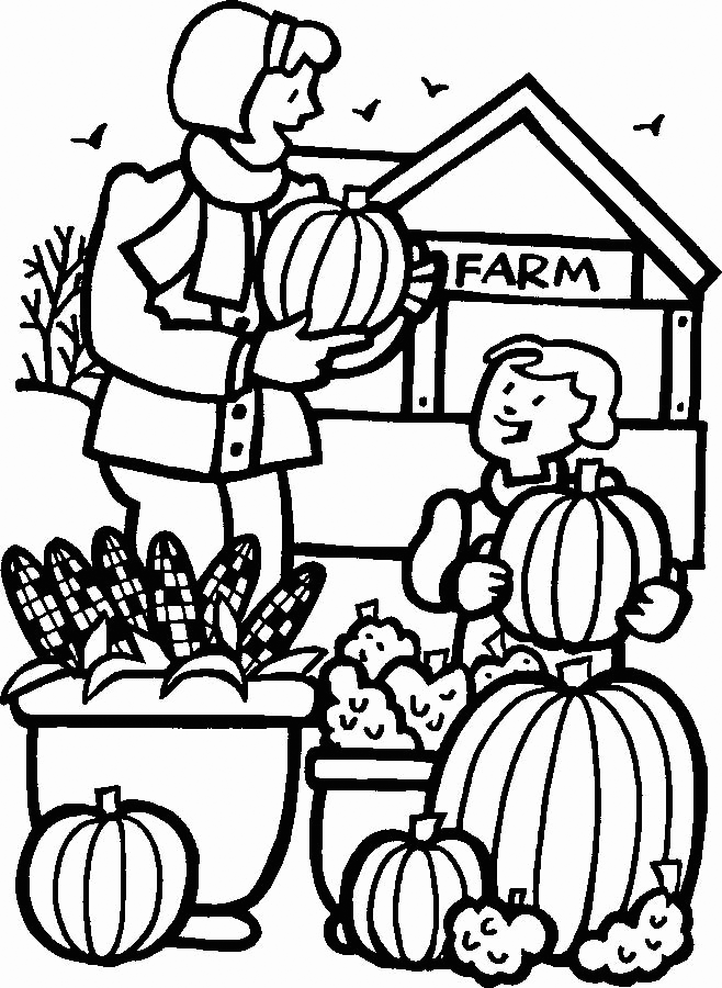 Fall Pumpkin Harvest Coloring Page