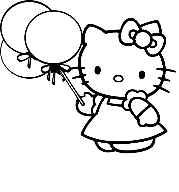Hello Kitty Birthday Balloons Coloring Pages