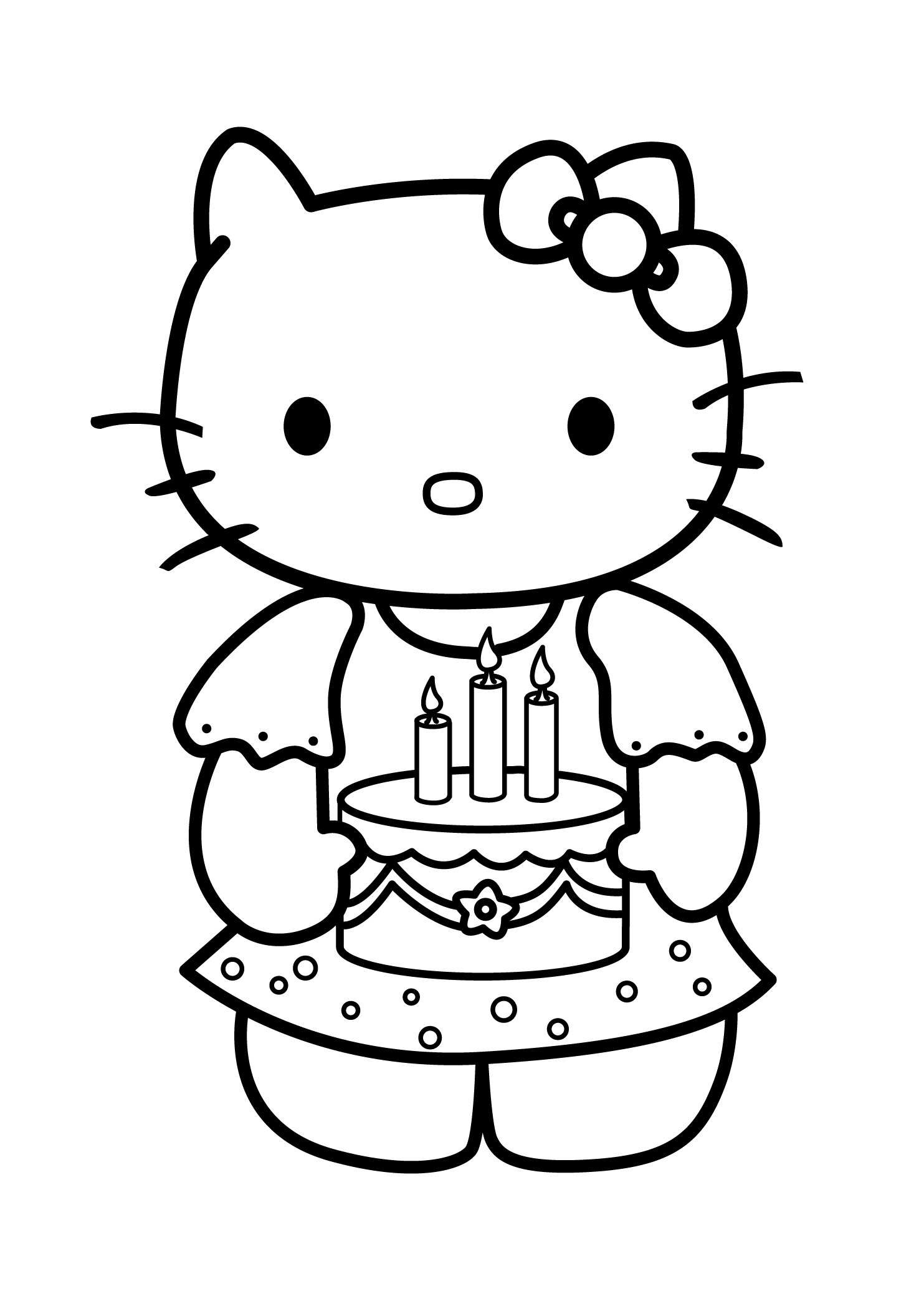 Hello Kitty Birthday Cake With Candles Coloring Page