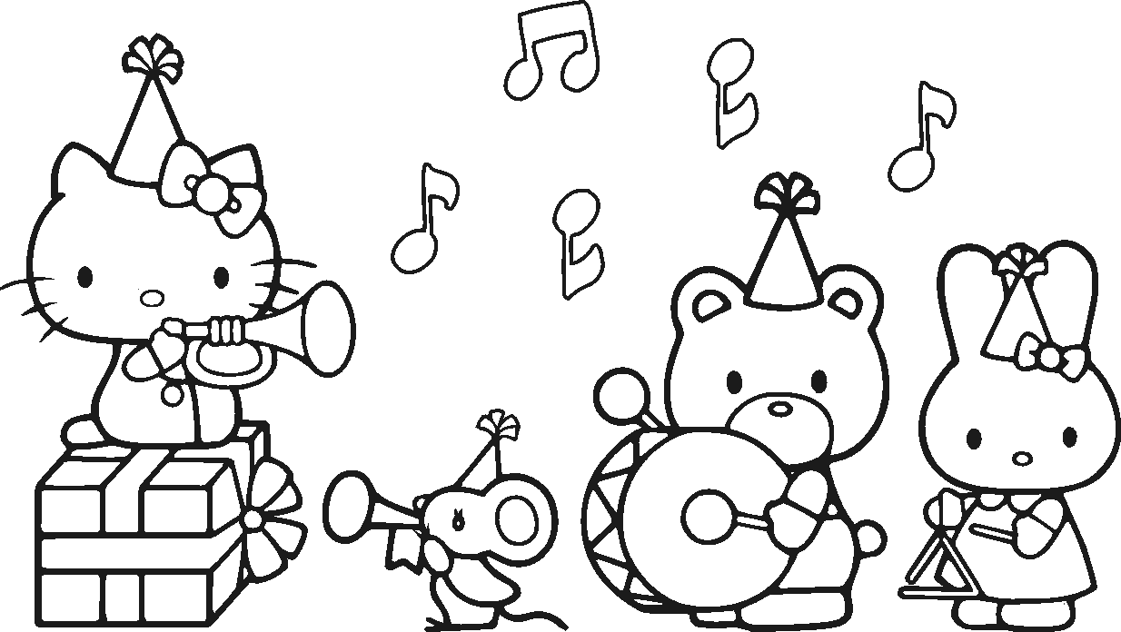 Hello Kitty Birthday Song Coloring Pages