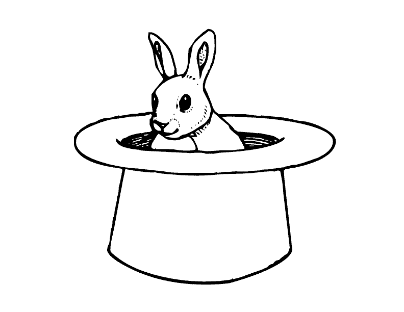 Magic Rabbit In A Hat Coloring Page