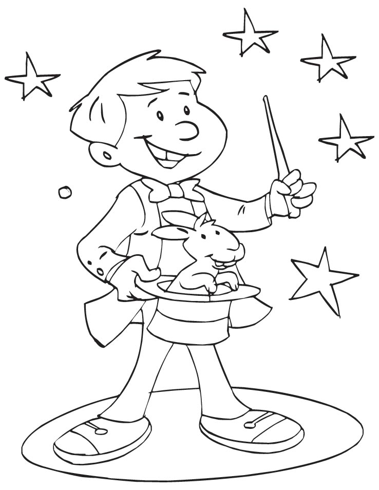 Magician Doing Magic Coloring Page