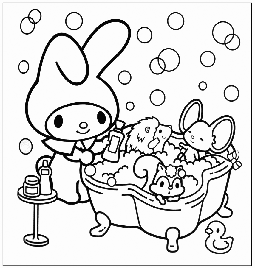 My Melody Bathtime Coloring Pages