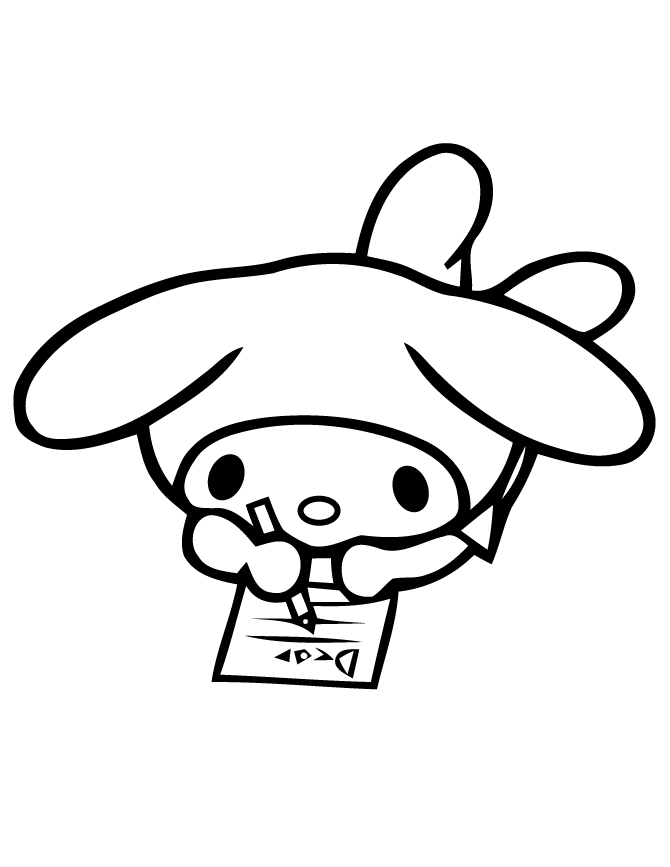 My Melody Writing A Letter Coloring Pages