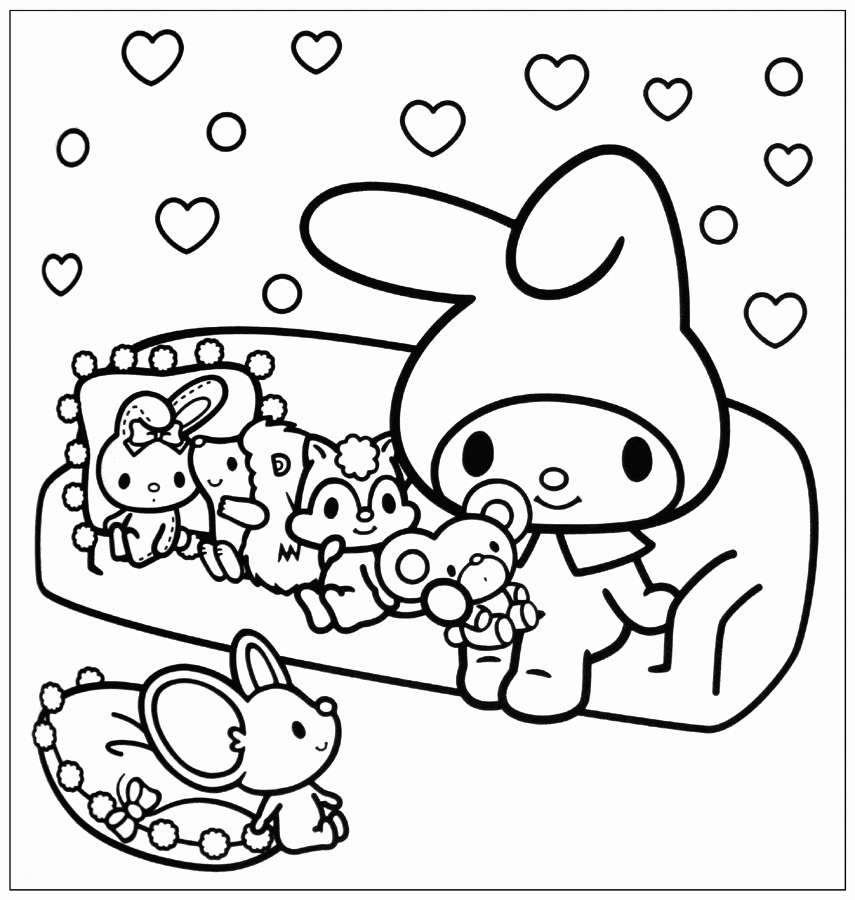 my melody and hello kitty coloring pages